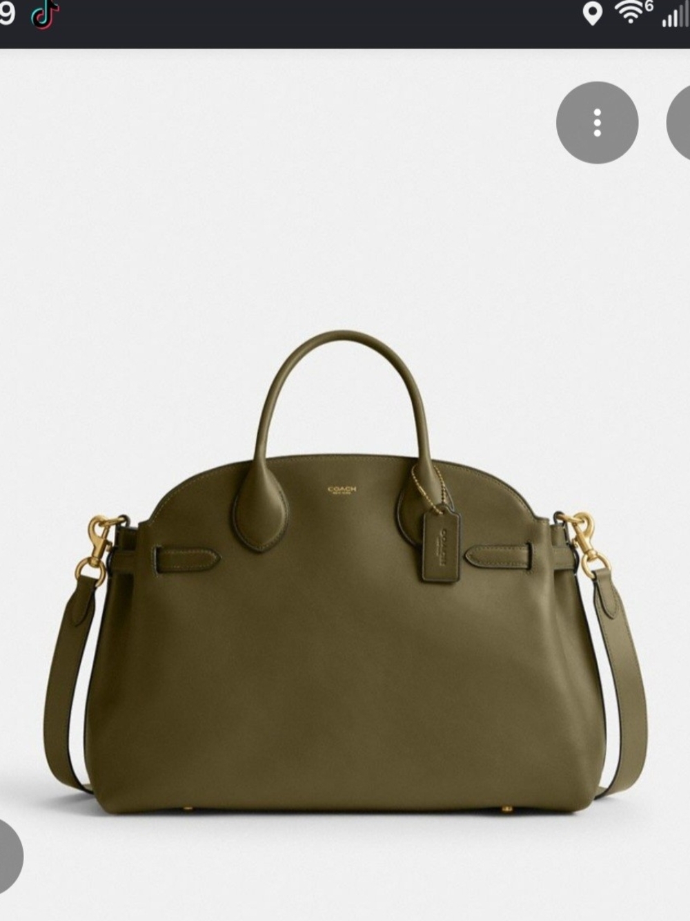 Coach Olive Green Leather Satchel with Gold Hardware Empire 40
